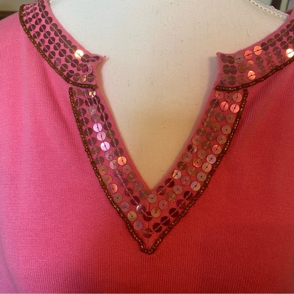 Quacker Factory • Pink Sequin Embellished 3/4 Sleeve Sweater • NWOT • Size 1x - Picture 2 of 8